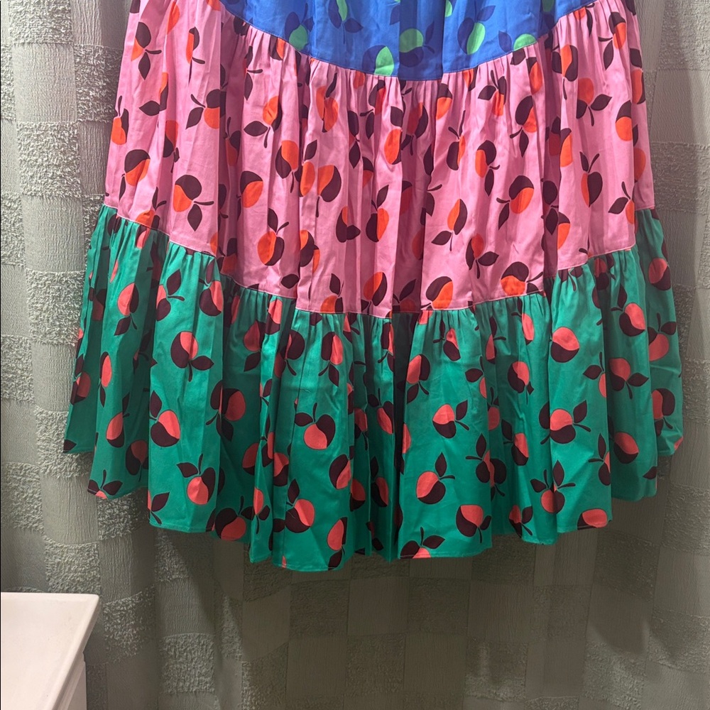 kate spade Multicolor Tiered Fruit-Print Maxi Skirt - Blue, Pink & Teal NWOT - Picture 10 of 10